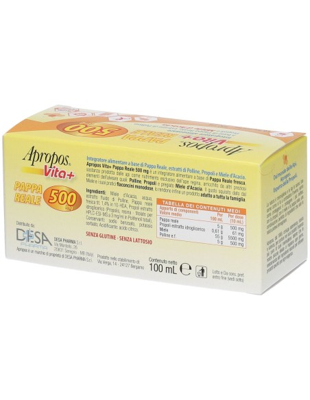 APROPOS VITA+ PAPPA REALE 500 MG 10 FLACONCINI 10 ML