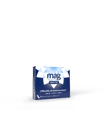 Mag Notte con Melatonina, Magnesio, Griffonia per Dormire Bene, Favorire il Rilassamento e Qualità del Sonno, 24 bst
