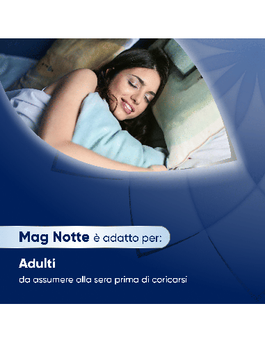 Mag Notte con Melatonina, Magnesio, Griffonia per Dormire Bene, Favorire il Rilassamento e Qualità del Sonno, 24 bst