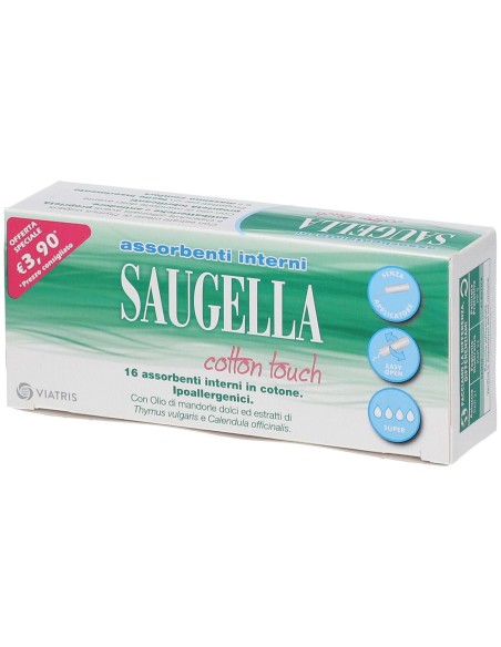 SAUGELLA ASSORBENTI COTTON TOUCH INTERNI SUPER 16 PEZZI TAGLIO PREZZO