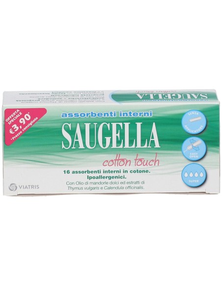 SAUGELLA ASSORBENTI COTTON TOUCH INTERNI SUPER 16 PEZZI TAGLIO PREZZO