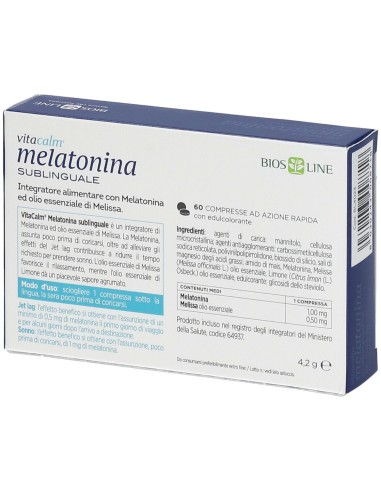 BIOS LINE VITACALM MELATONINA SUBLINGUALE 60 COMPRESSE 1 MG