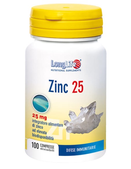 LONGLIFE ZINC 25 MG 100 COMPRESSE DIVISIBILI