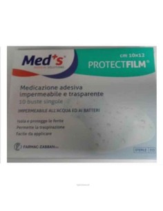 MEDS PROTECT FILM MEDICAZIONE POLIURETANO IMPERMEABILE ADESIVA 10X12CM 10 PEZZI