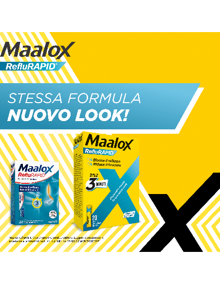 Maalox Reflurapid blocca il reflusso, neutralizza il bruciore da iperacidità, 20 bustine