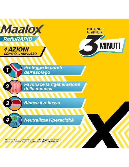 Maalox Reflurapid blocca il reflusso, neutralizza il bruciore da iperacidità, 20 bustine