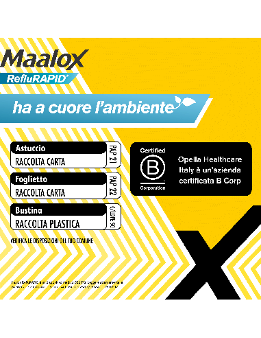 Maalox Reflurapid blocca il reflusso, neutralizza il bruciore da iperacidità, 20 bustine