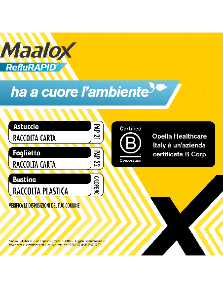 Maalox Reflurapid blocca il reflusso, neutralizza il bruciore da iperacidità, 20 bustine