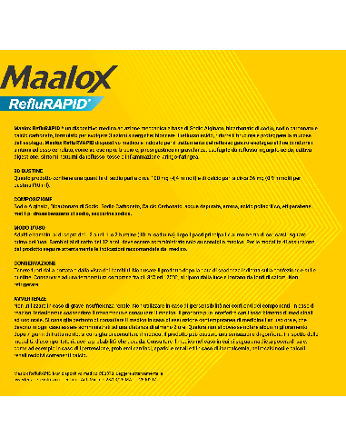 Maalox Reflurapid blocca il reflusso, neutralizza il bruciore da iperacidità, 20 bustine