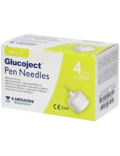 AGO PER PENNA DA INSULINA GLUCOJECT LUNGHEZZA 4 MM GAUGE 32 100 PEZZI