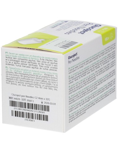 AGO PER PENNA DA INSULINA GLUCOJECT LUNGHEZZA 4 MM GAUGE 32 100 PEZZI