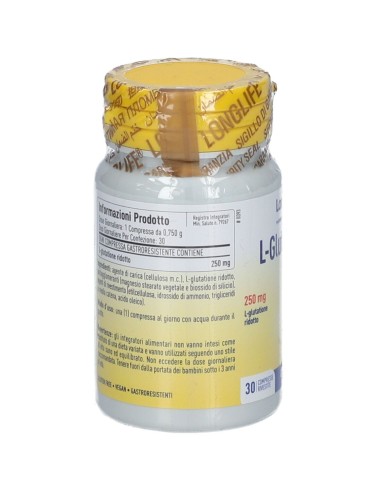 LONGLIFE L-GLUTATHIONE 250 MG 30 COMPRESSE