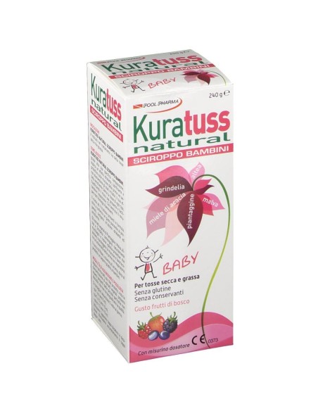 KURATUSS NATURAL SCIROPPO BAMBINI PER TOSSE SECCA E GRASSA CON MISURINO DOSATORE GUSTO FRUTTI DI BOSCO 210 G