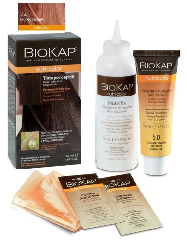 BIOKAP NUTRICOLOR 7,4 NEW BIONDO RAMATO TINTA TUBO + FLACONE