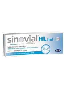 SIRINGA INTRA-ARTICOLARE SINOVIAL HL 32 ACIDO IALURONICO SALE SODICO 16MG H-HA + 16MG H-LA/1ML + AGO 22 GAUGE + AGO 29 GAUGE
