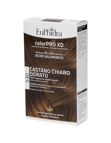 EUPHIDRA COLORPRO XD 530 CASTANO CHIARO DORATO GEL COLORANTE CAPELLI IN FLACONE + ATTIVANTE + BALSAMO + GUANTI