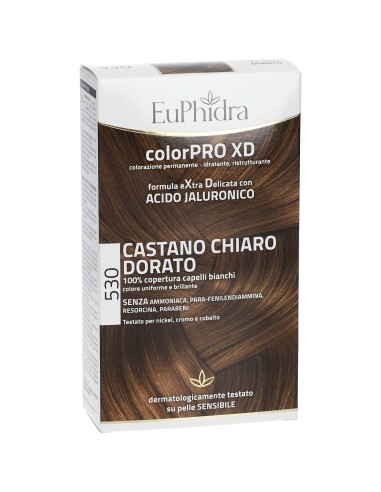 EUPHIDRA COLORPRO XD 530 CASTANO CHIARO DORATO GEL COLORANTE CAPELLI IN FLACONE + ATTIVANTE + BALSAMO + GUANTI