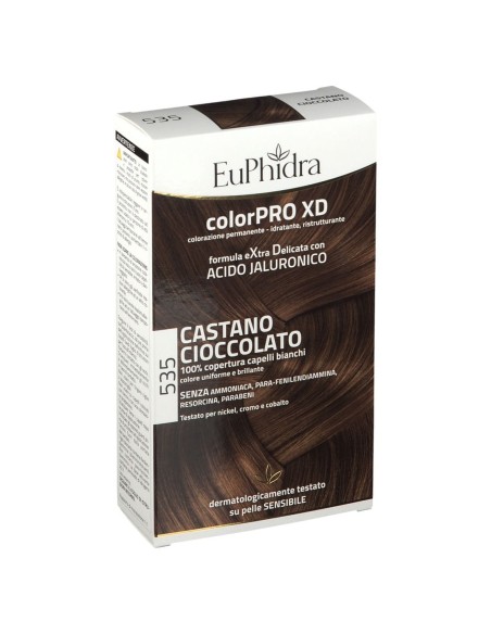 EUPHIDRA COLORPRO XD 535 CASTANO CIOCCOLATO GEL COLORANTE CAPELLI IN FLACONE + ATTIVANTE + BALSAMO + GUANTI
