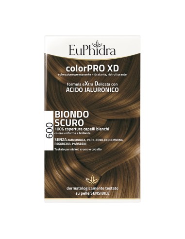 EUPHIDRA COLORPRO XD 600 BIONDO SCURO GEL COLORANTE CAPELLI IN FLACONE + ATTIVANTE + BALSAMO + GUANTI