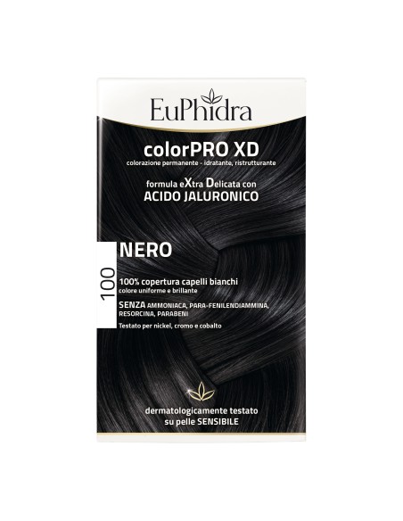 EUPHIDRA COLORPRO XD 100 NERO GEL COLORANTE CAPELLI IN FLACONE + ATTIVANTE + BALSAMO + GUANTI
