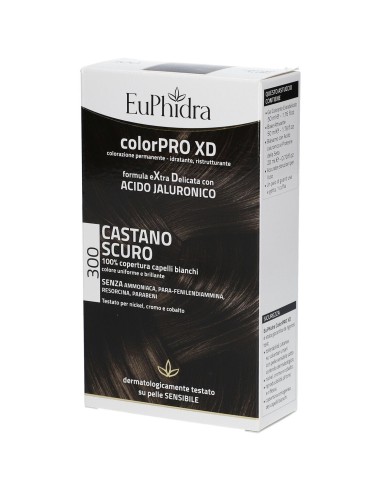 EUPHIDRA COLORPRO XD 300 CASTANO SCURO GEL COLORANTE CAPELLI IN FLACONE + ATTIVANTE + BALSAMO + GUANTI