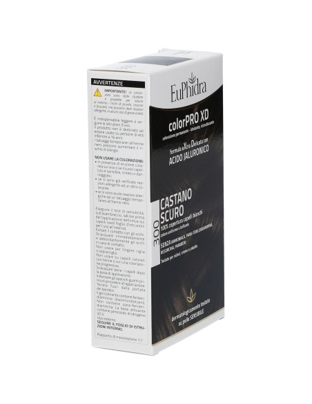 EUPHIDRA COLORPRO XD 300 CASTANO SCURO GEL COLORANTE CAPELLI IN FLACONE + ATTIVANTE + BALSAMO + GUANTI