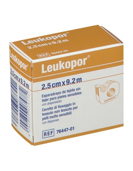 CEROTTO IN ROCCHETTO LEUKOPOR IPOALLERGENICO TESSUTO NON TESSUTO BIANCO 2,5X920 CM CON DISPENSER