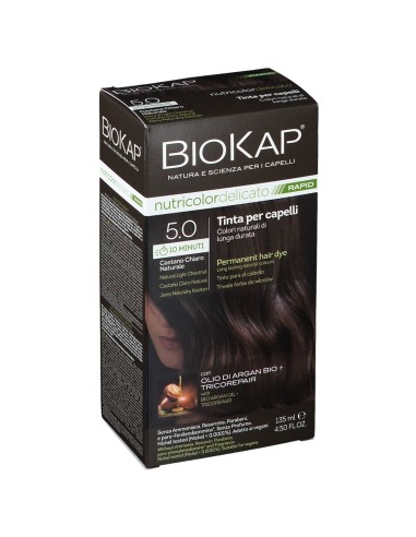 BIOS LINE BIOKAP NUTRICOLOR DELICATO RAPID TINTA 5,0 CASTANO CHIARO NATURALE 135 ML