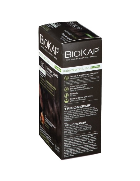 BIOS LINE BIOKAP NUTRICOLOR DELICATO RAPID TINTA 5,0 CASTANO CHIARO NATURALE 135 ML