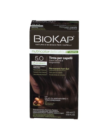BIOS LINE BIOKAP NUTRICOLOR DELICATO RAPID TINTA 5,0 CASTANO CHIARO NATURALE 135 ML