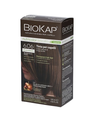 BIOS LINE BIOKAP NUTRICOLOR DELICATO RAPID TINTA 6,06 BIONDO SCURO AVANA 135 ML