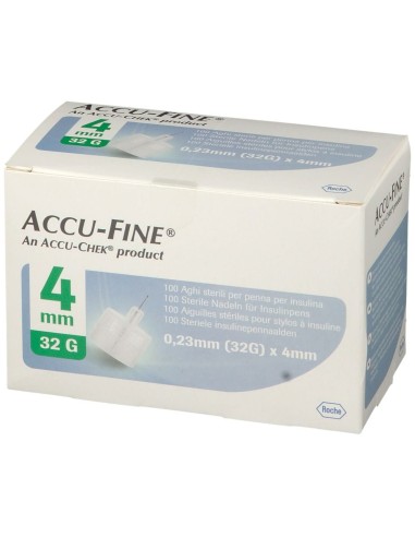 AGO PER PENNA DA INSULINA ACCU-FINE PEN NEEDLE GAUGE 32 4 MM 100 PEZZI