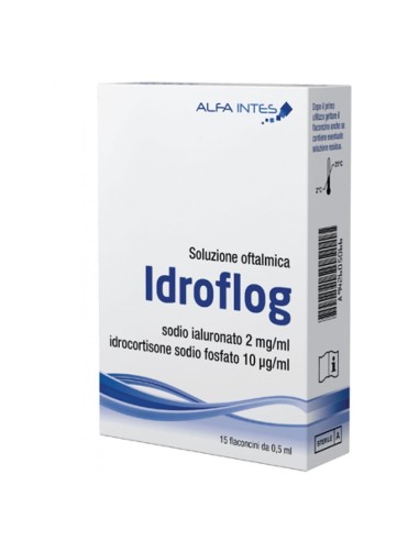 SOLUZIONE OFTALMICA IDROFLOG A BASE DI IALURONATO DI SODIO E IDROCORTISONE SODIO FOSFATO 15 FLACONCINI DA 0,5 ML