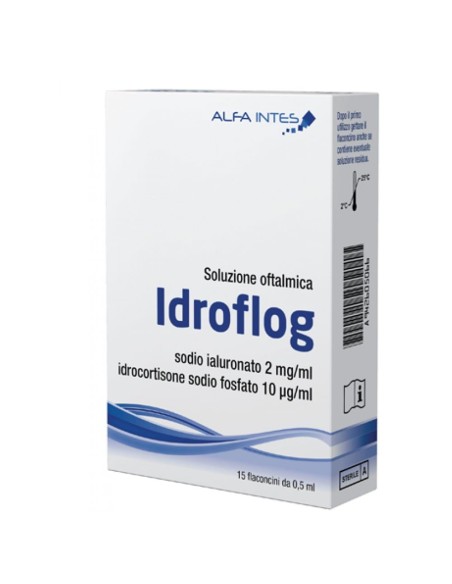SOLUZIONE OFTALMICA IDROFLOG A BASE DI IALURONATO DI SODIO E IDROCORTISONE SODIO FOSFATO 15 FLACONCINI DA 0,5 ML