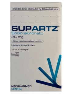 SIRINGA PRERIEMPITA INTRA-ARTICOLARE SUPARTZ ACIDO IALURONICO 25 MG 2,5 ML 3 PEZZI