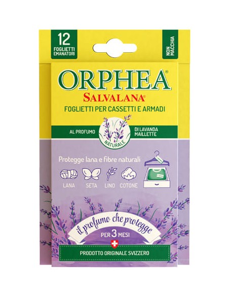 ORPHEA SALVALANA FOGLIETTI CASSETTI ARMADI PROFUMO LAVANDA MAILLETTE DISPLAY 12 PEZZI