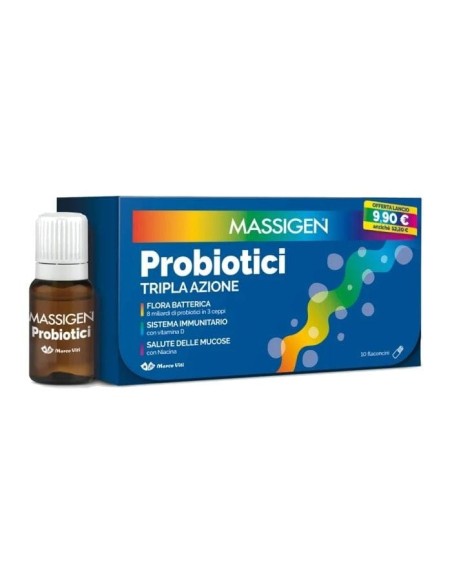 MASSIGEN PROBIOTICI 10 FLACONCINI X 8 ML PREZZO PIENO
