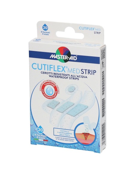 CEROTTO MASTER-AID CUTIFLEXMED STRIP TRASPARENTE IMPERMEABILE SUPPORTO IN POLIURETANO 4 FORMATI ASSORTITI 20 PEZZI