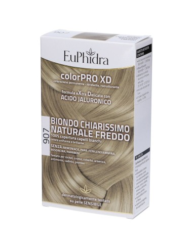 EUPHIDRA COLORPRO XD 907 BIONDO CHIARO MOGANO NATURALE F COLORE + ATTIVANTE + BALSAMO + CUFFIA + GUANTI
