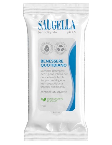 SAUGELLA DERMOLIQUIDO SALVIETTINE 15 PEZZI
