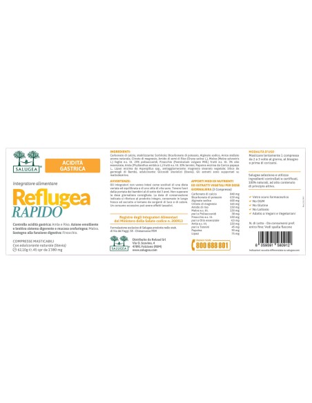REFLUGEA RAPIDO SALUGEA 45 COMPRESSE MASTICABILI DA 1380 MG