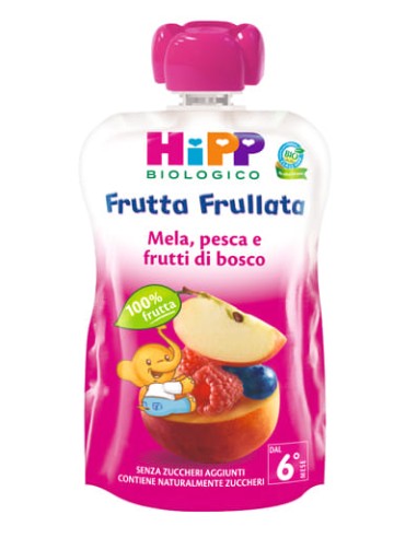 HIPP BIO FRUTTA FRULLATA MELA PESCA FRUTTI DI BOSCO 90 G