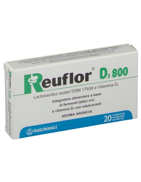 REUFLOR D3 800 20 COMPRESSE MASTICABILI AROMA ARANCIA