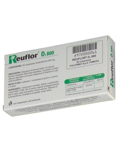 REUFLOR D3 800 20 COMPRESSE MASTICABILI AROMA ARANCIA