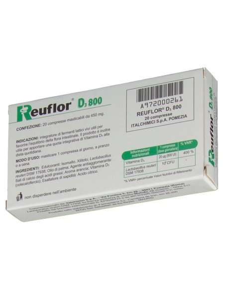 REUFLOR D3 800 20 COMPRESSE MASTICABILI AROMA ARANCIA