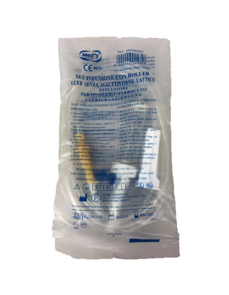 SET STERILE PER INFUSIONE IN MATERIALE ANALLERGICO CON PARA E ROLLER CONFEZIONE SINGOLA