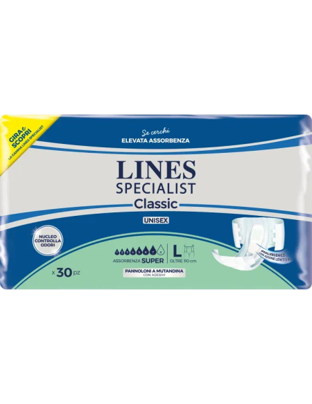 PANNOLONE A MUTANDA LINES SPECIALIST CLASSIC SUPER MG 30 PEZZI