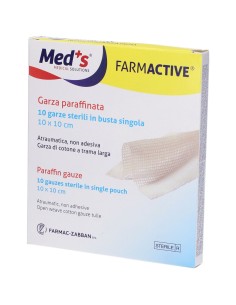GARZA FARMACTIVE PARAFFINATA 10X10CM 10 PEZZI