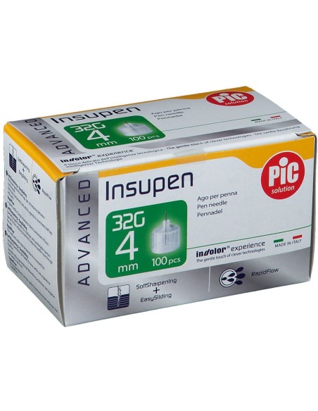 AGO PENNA INSULINA PIC INSUPEN ADVANCED GAUGE 32X4 MM 100 PEZZI