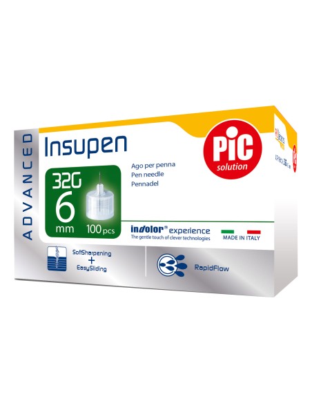AGO PENNA INSULINA PIC INSUPEN ADVANCED GAUGE 32X6 MM 100 PEZZI